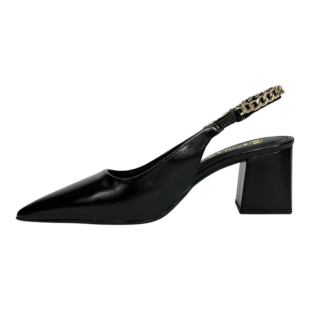 Sapato Santinelli Slingback Salto Bloco 1636-003 Preto Preto 3