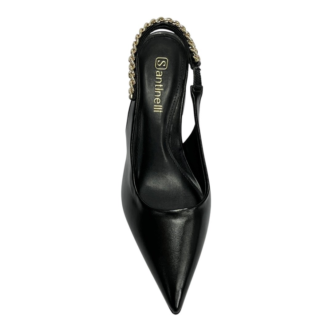 Sapato Santinelli Slingback Salto Bloco 1636-003 Preto Preto 4