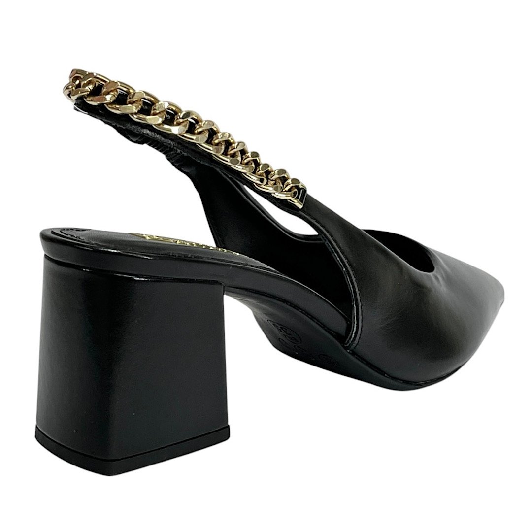 Sapato Santinelli Slingback Salto Bloco 1636-003 Preto Preto 5