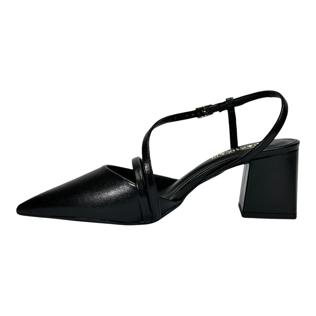 Sapato Santinelli Slingback Salto Bloco 1636-016 Preto Preto 3
