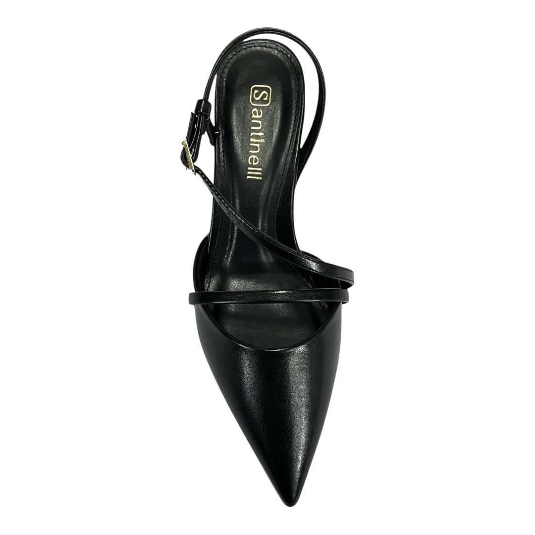 Sapato Santinelli Slingback Salto Bloco 1636-016 Preto Preto 4