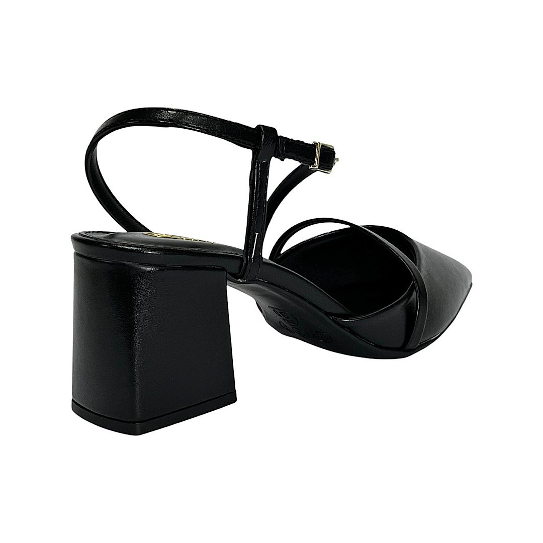 Sapato Santinelli Slingback Salto Bloco 1636-016 Preto Preto 5