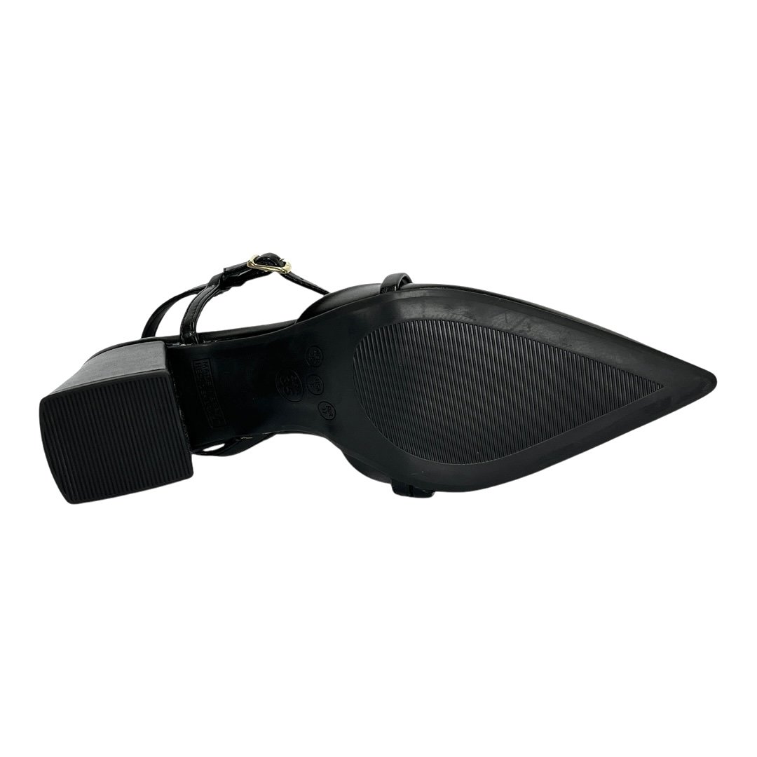 Sapato Santinelli Slingback Salto Bloco 1636-016 Preto Preto 6
