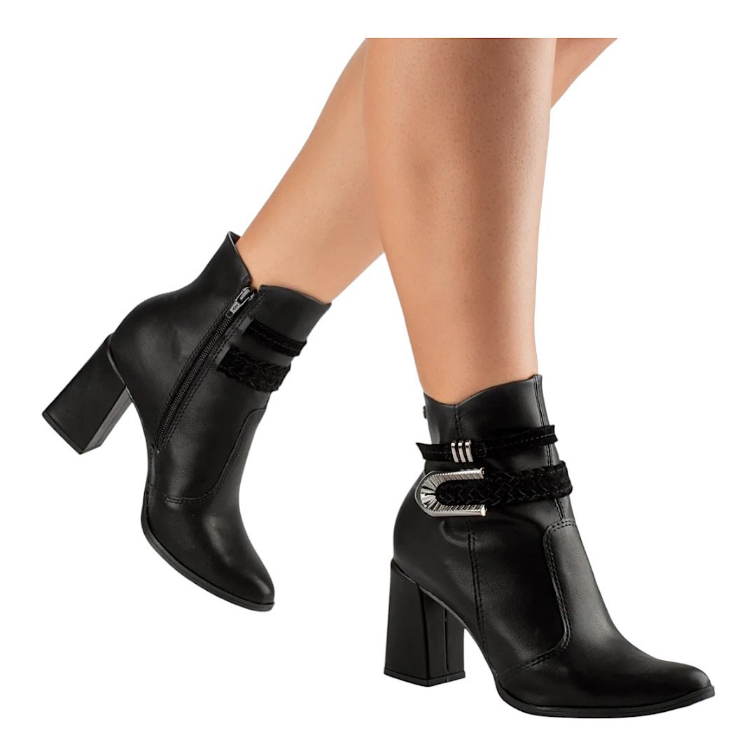 Bota Dakota Mississipi Cano Curto Salto Alto MC871 Preto Preto 7