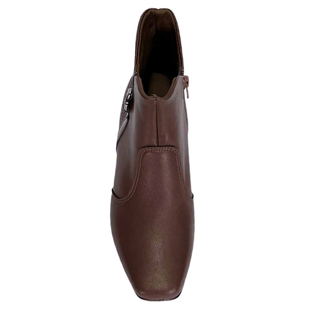 Bota Piccadilly Tati Cano Curto Salto Bloco 160093 Marrom Madeira Madeira 4