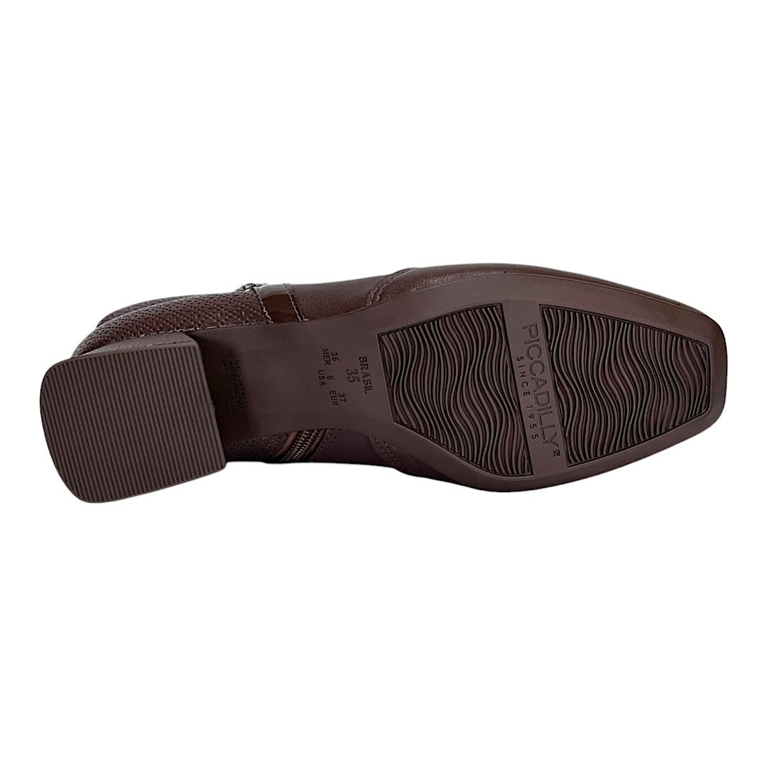 Bota Piccadilly Tati Cano Curto Salto Bloco 160093 Marrom Madeira Madeira 6