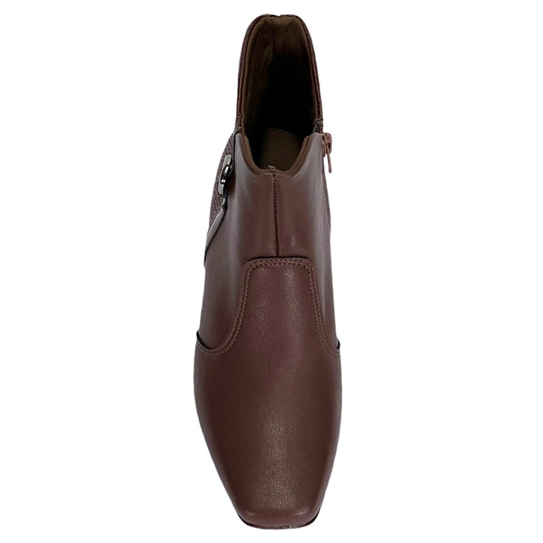 Bota Piccadilly Tati Cano Curto Salto Bloco 160093 Marrom Madeira 4