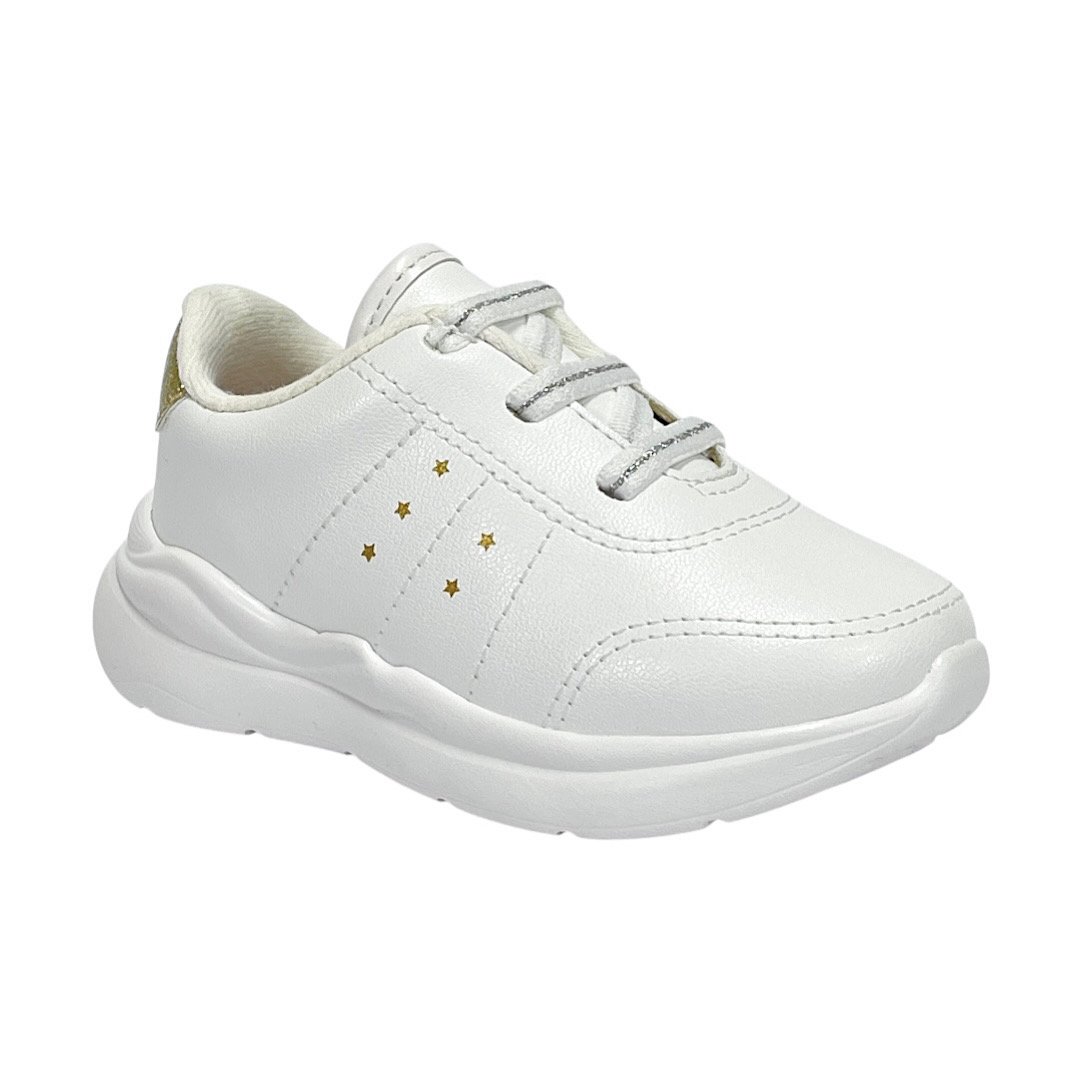 Tênis Molekinha Baby EVA 2738.101 Branco/Dourado