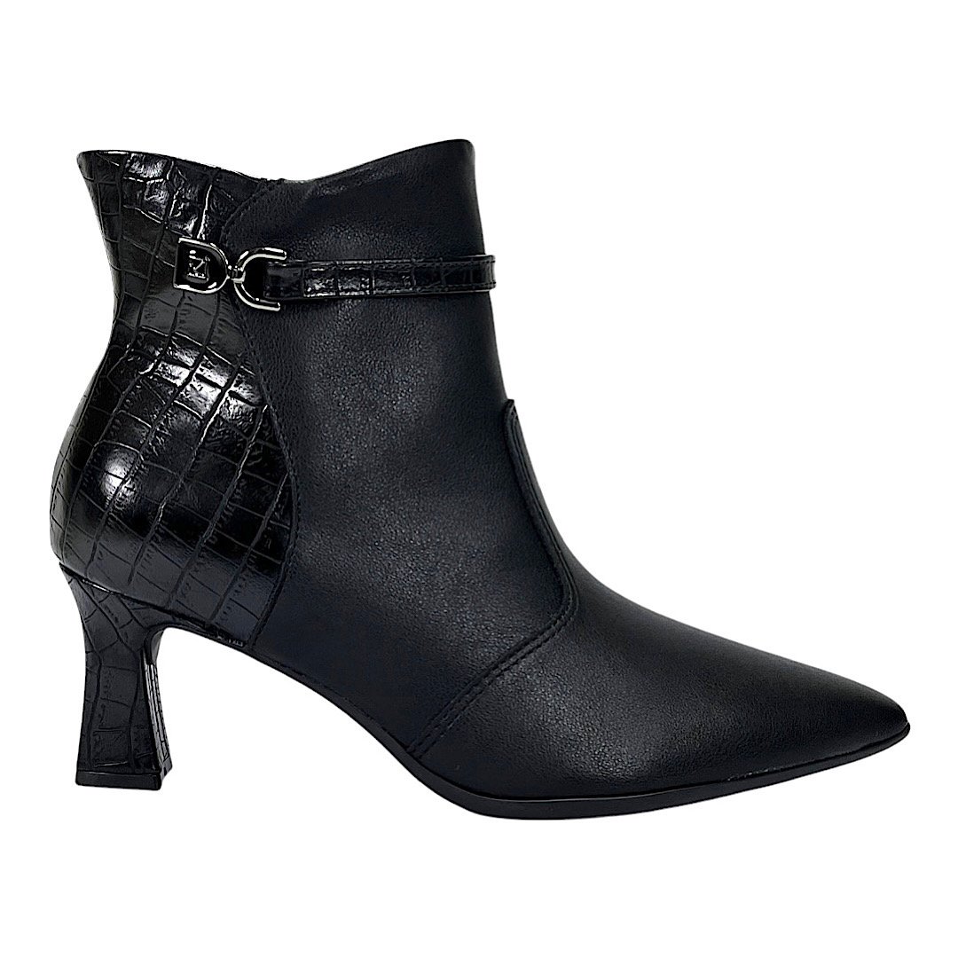 Bota Piccadilly Irene Cano Curto Bico Fino 764011 Croco Preto Preto 2