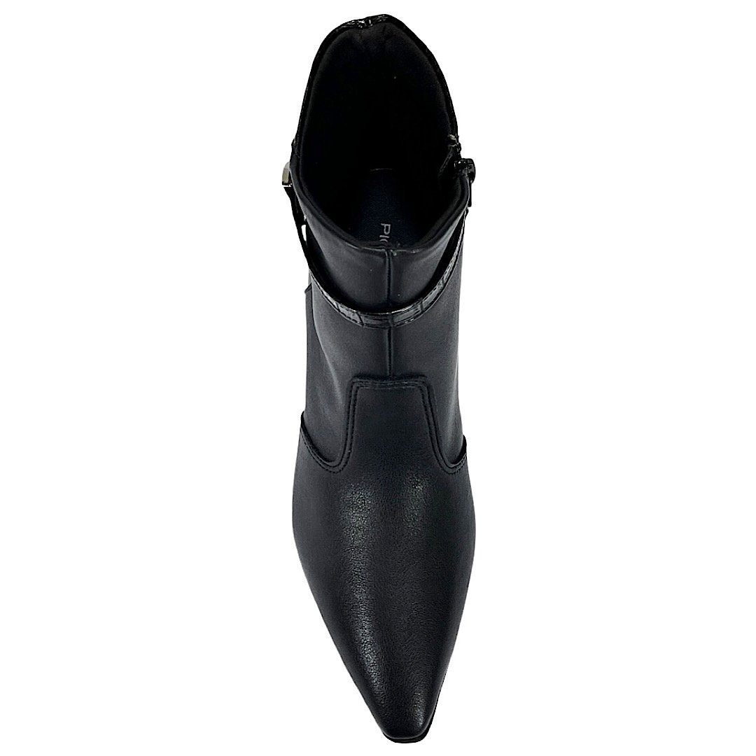 Bota Piccadilly Irene Cano Curto Bico Fino 764011 Croco Preto Preto 4