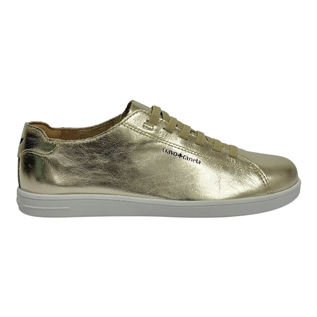 Tênis Cravo e Canela Pietra Casual 1466CC Couro Metalizado Ouro Light Ouro Light 1
