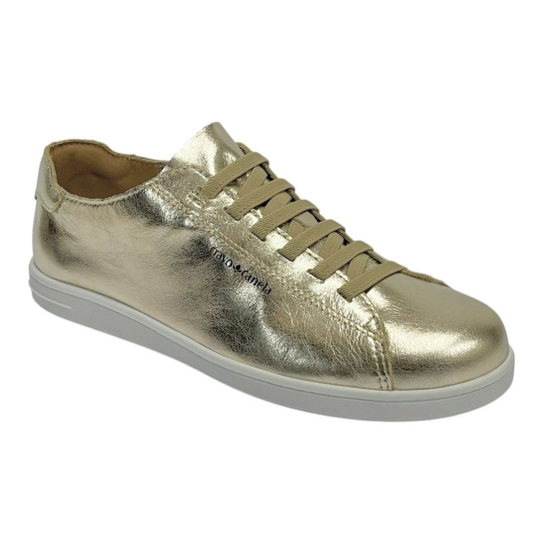 Tênis Cravo e Canela Pietra Casual 1466CC Couro Metalizado Ouro Light Ouro Light 2