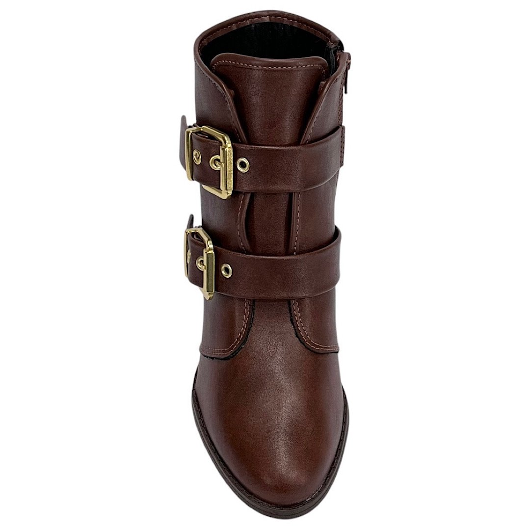 Bota Moleca Coturno Fivelas Salto Bloco 5349.102 Marrom Café Café 4