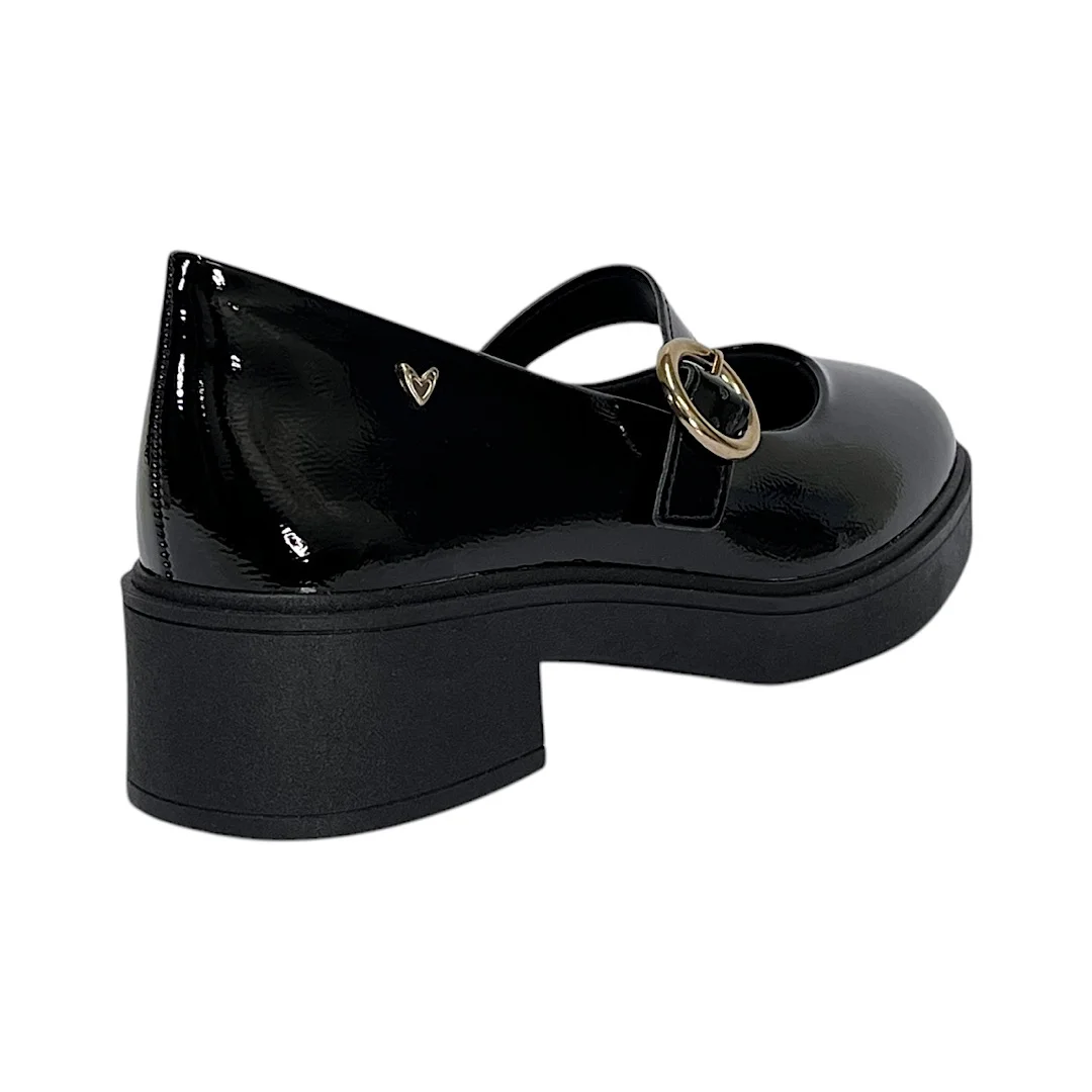 Sapato Mississipi Mary Jane Salto Bloco MC901 Verniz Preto Preto 5