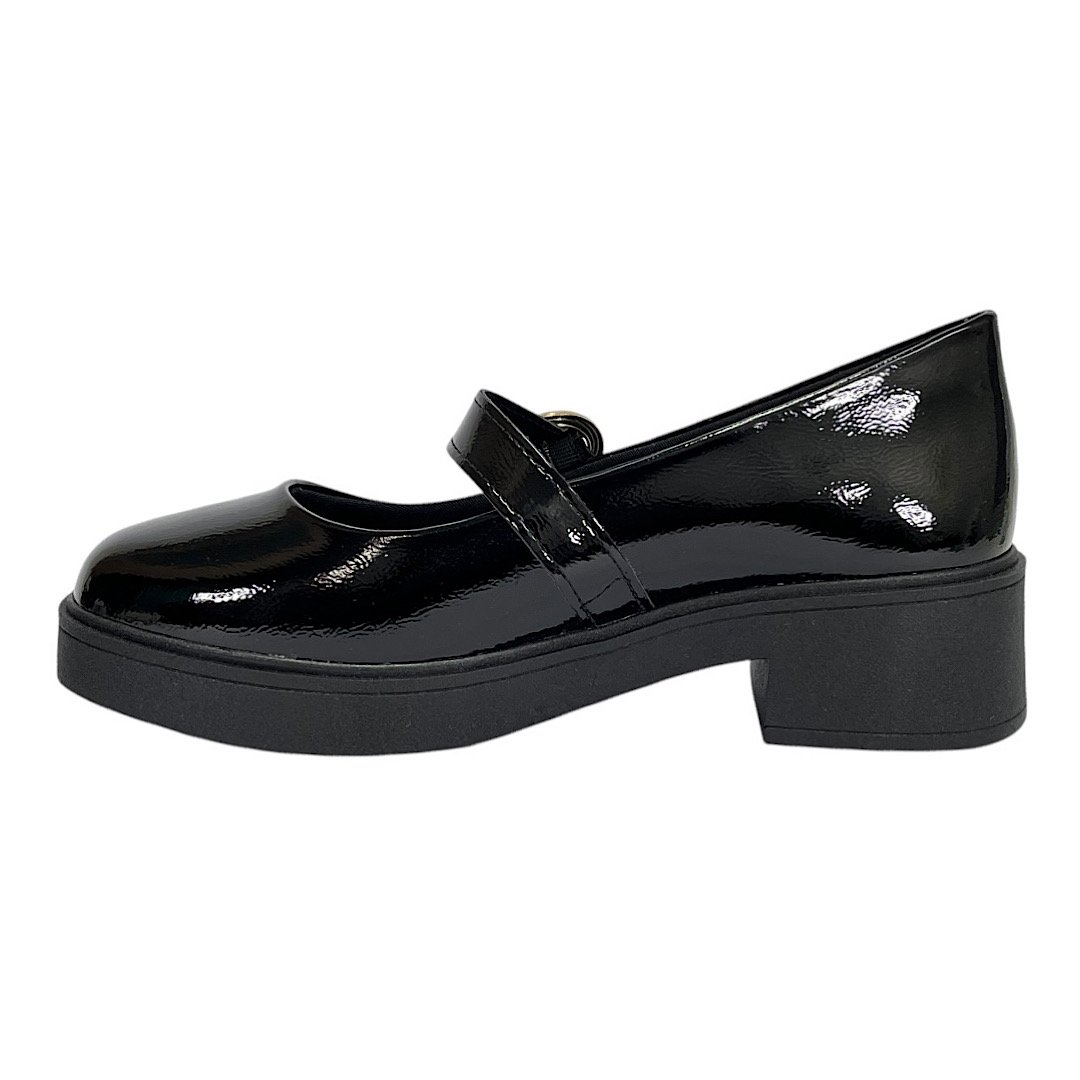 Sapato Mississipi Mary Jane Salto Bloco MC901 Verniz Preto Preto 3