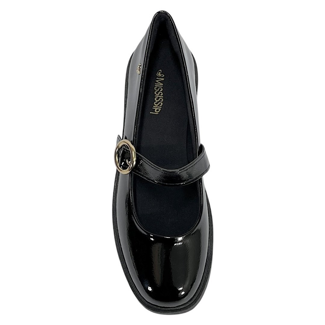Sapato Mississipi Mary Jane Salto Bloco MC901 Verniz Preto Preto 4