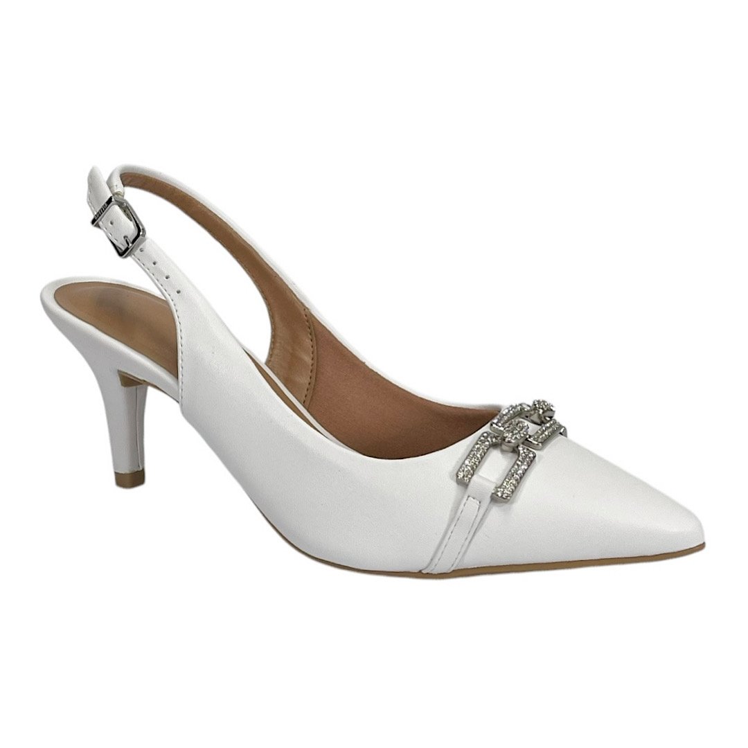 Sapato Vizzano Slingback Salto Fino 1185.1131 Branco Branco 1