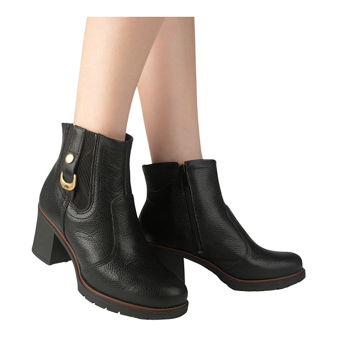 Bota Dakota Cano Baixo Salto Bloco D0393 Couro Preto Preto 6