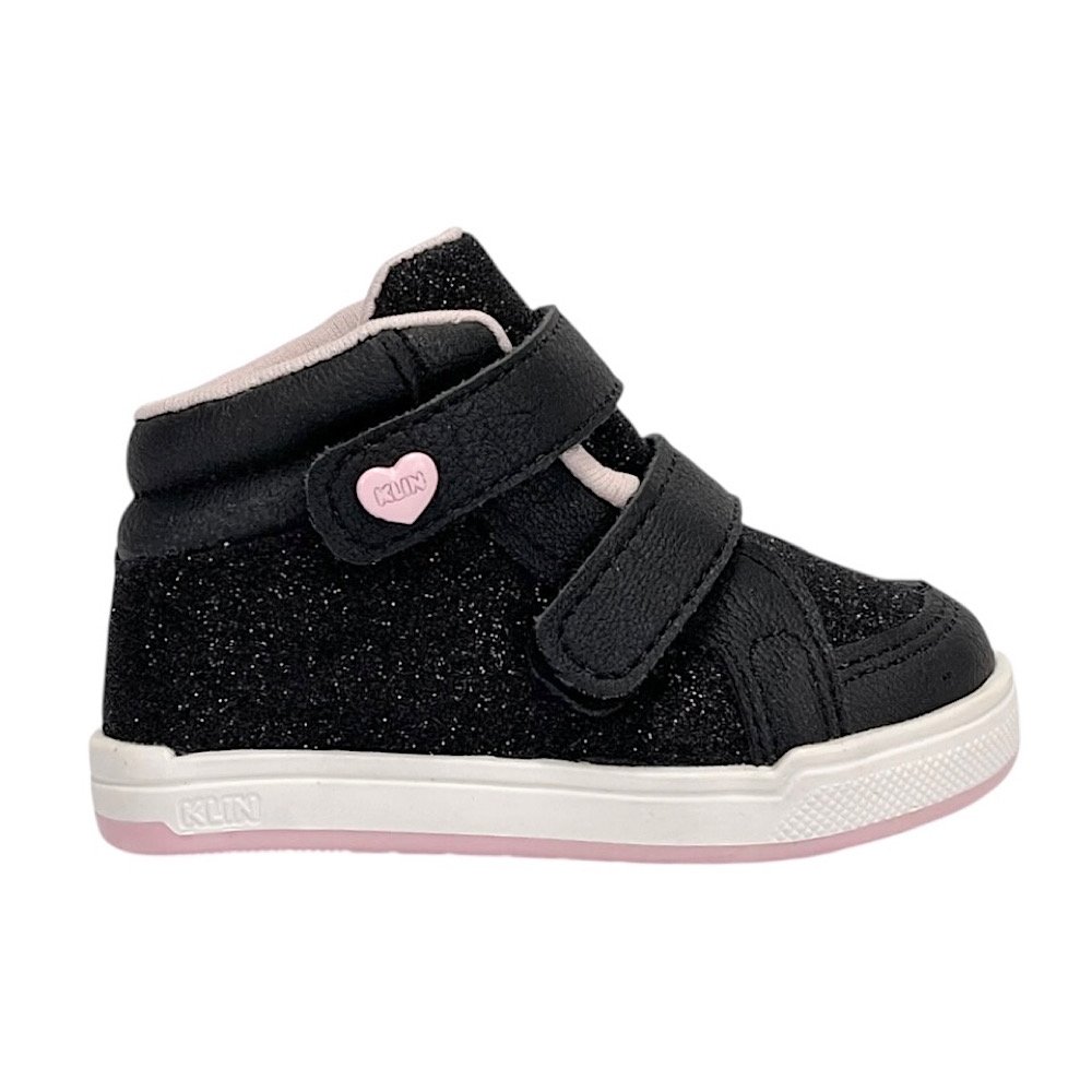 Tênis Klin Moon Baby Cano Alto Glitter 218090 Preto/Rosa Preto 2