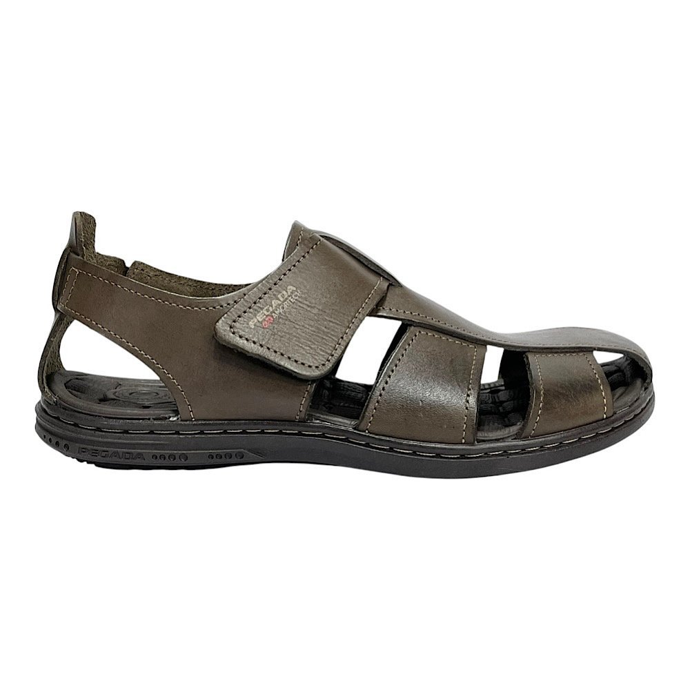 Sandália Pegada Masculina Couro Fechada 131287 Marrom Cravo Cravo 2