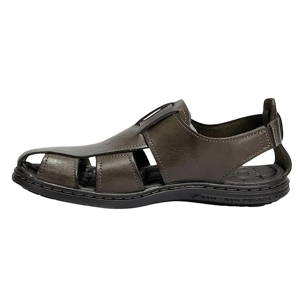 Sandália Pegada Masculina Couro Fechada 131287 Marrom Cravo Cravo 3