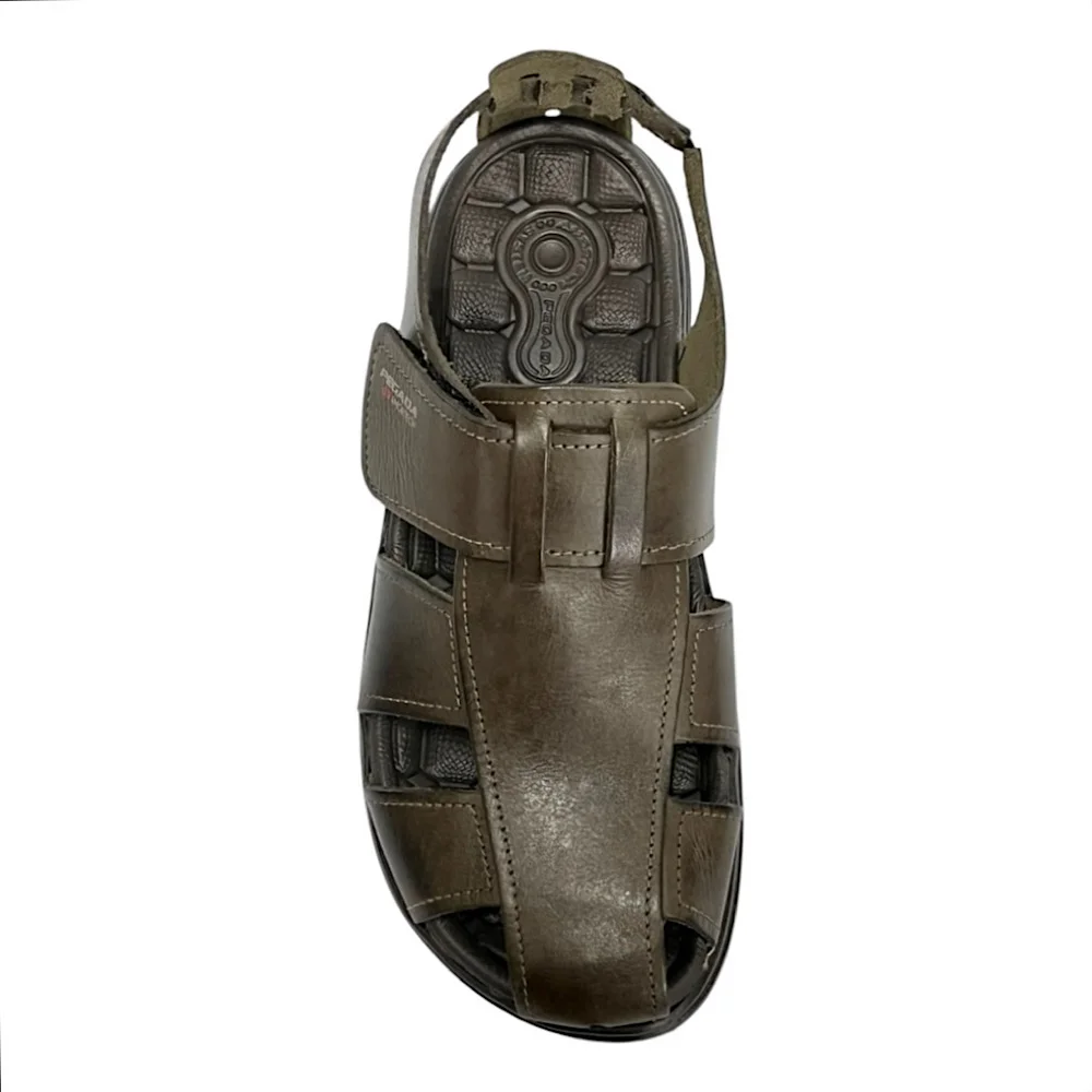 Sandália Pegada Masculina Couro Fechada 131287 Marrom Cravo Cravo 4