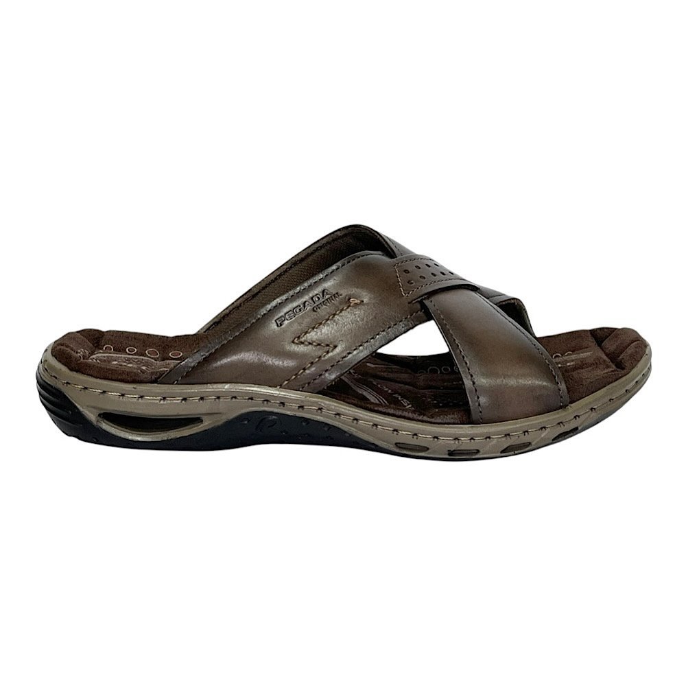 Chinelo Pegada Soft Couro Masculino 131661 Marrom Cravo Cravo 2
