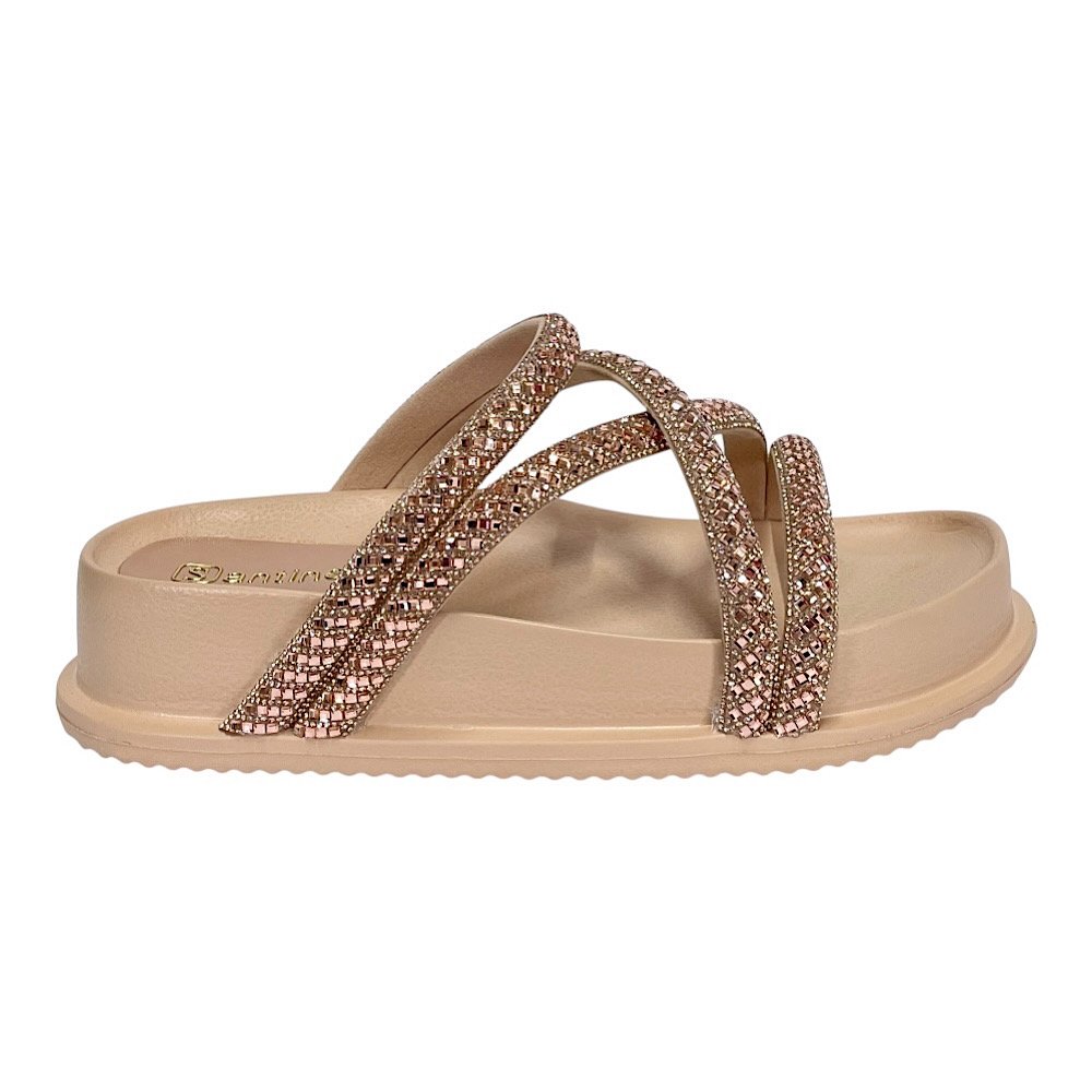 Sandália Santinelli Papete Strass 1550-001 Antique Dourado 2