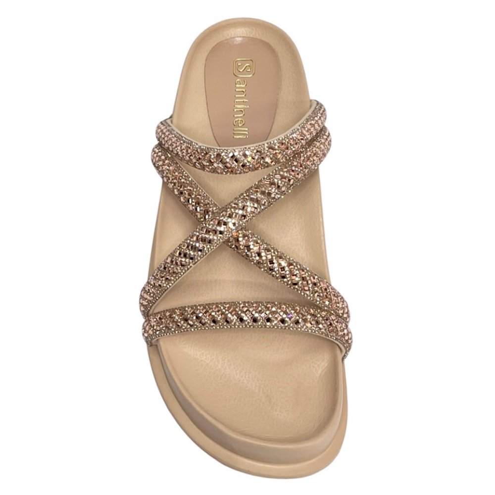 Sandália Santinelli Papete Strass 1550-001 Antique Dourado 4