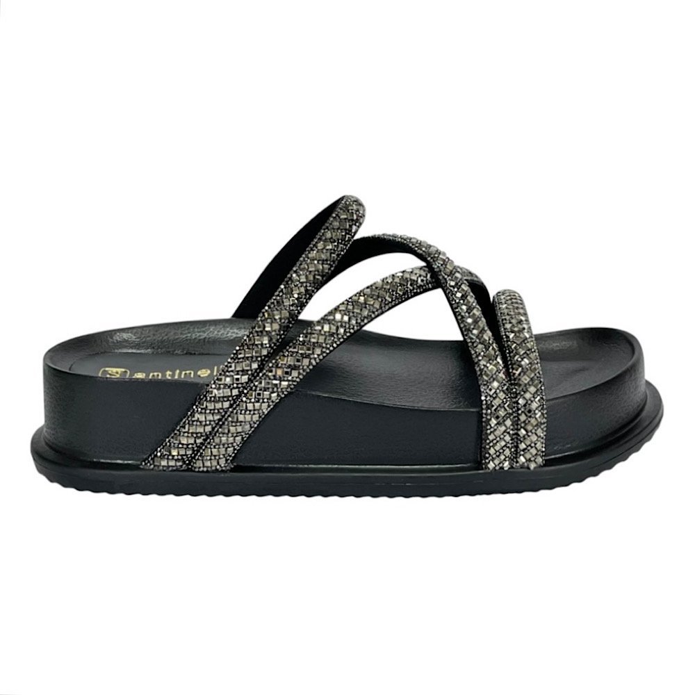 Sandália Santinelli Papete Strass 1550-001 Preto Preto 2