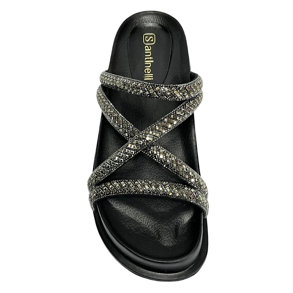 Sandália Santinelli Papete Strass 1550-001 Preto Preto 4