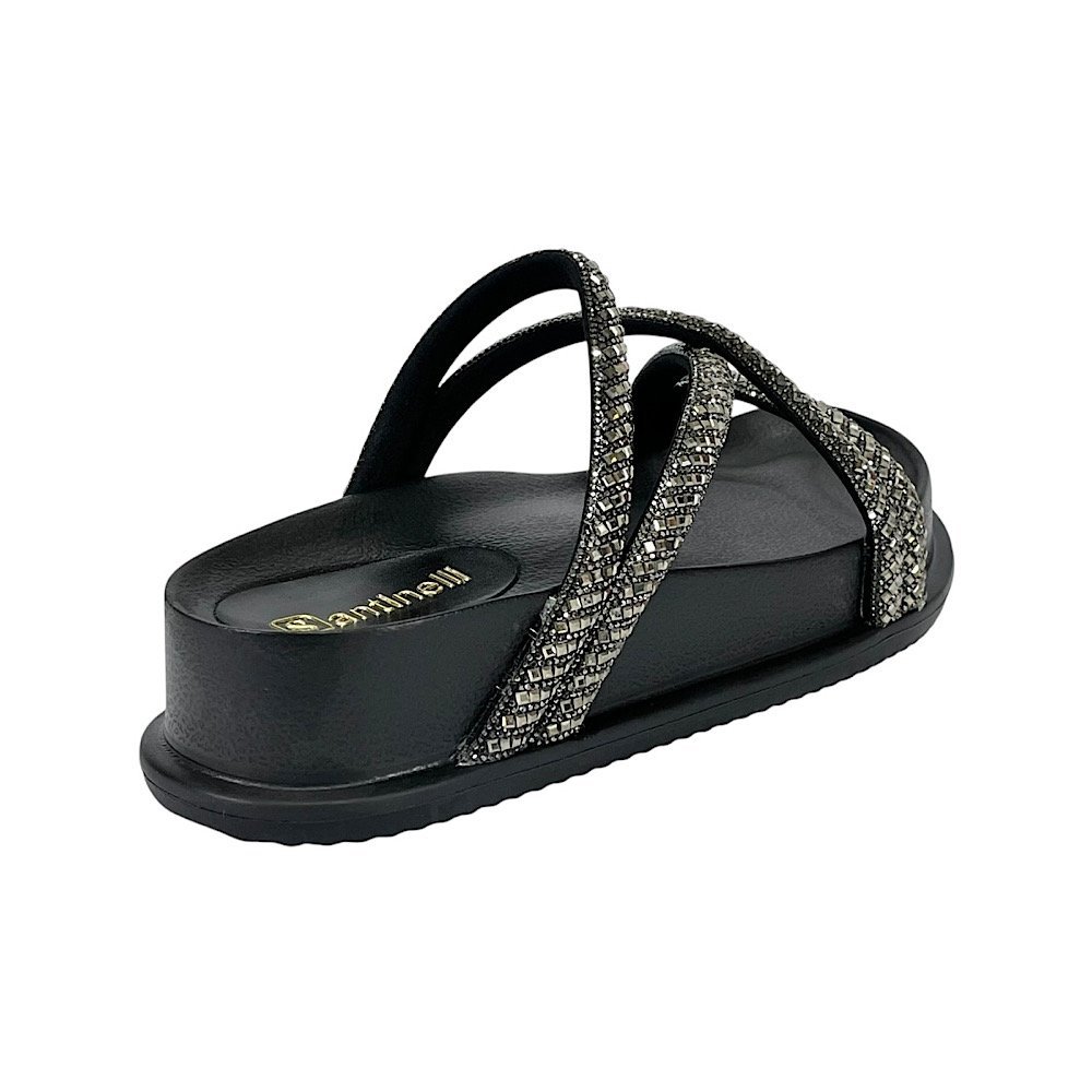 Sandália Santinelli Papete Strass 1550-001 Preto Preto 5
