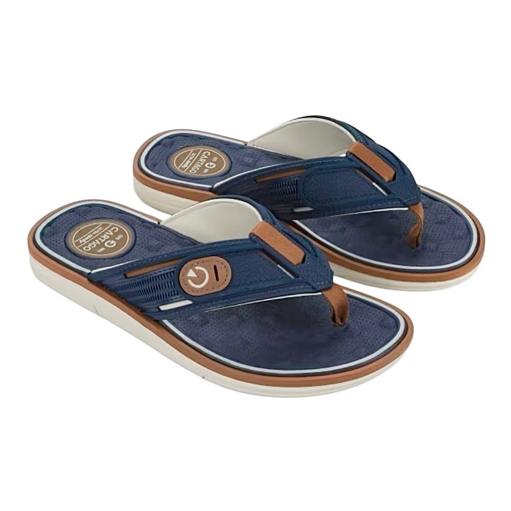 Chinelo Cartago Lyon IV Dedo 12531 Bege/Azul/Castor Azul Marinho 4