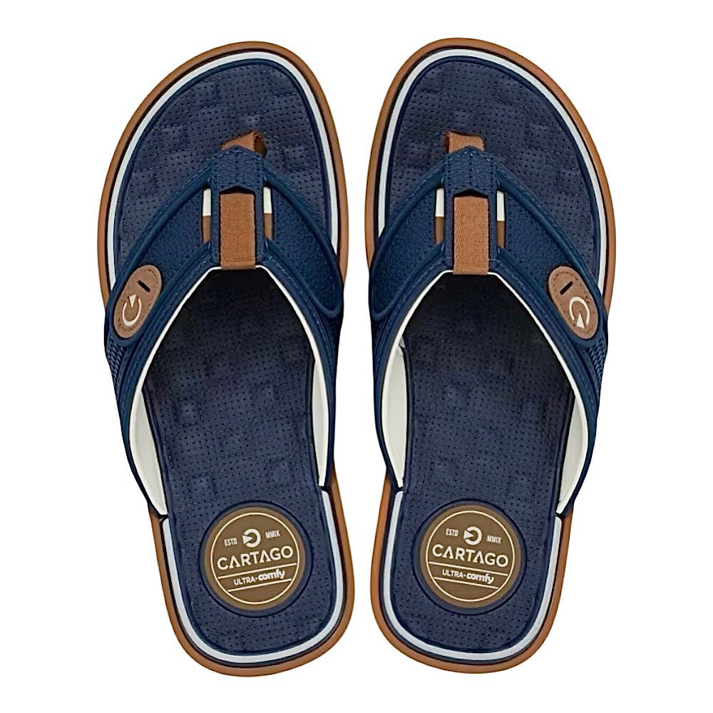 Chinelo Cartago Lyon IV Dedo 12531 Bege/Azul/Castor Azul Marinho 5