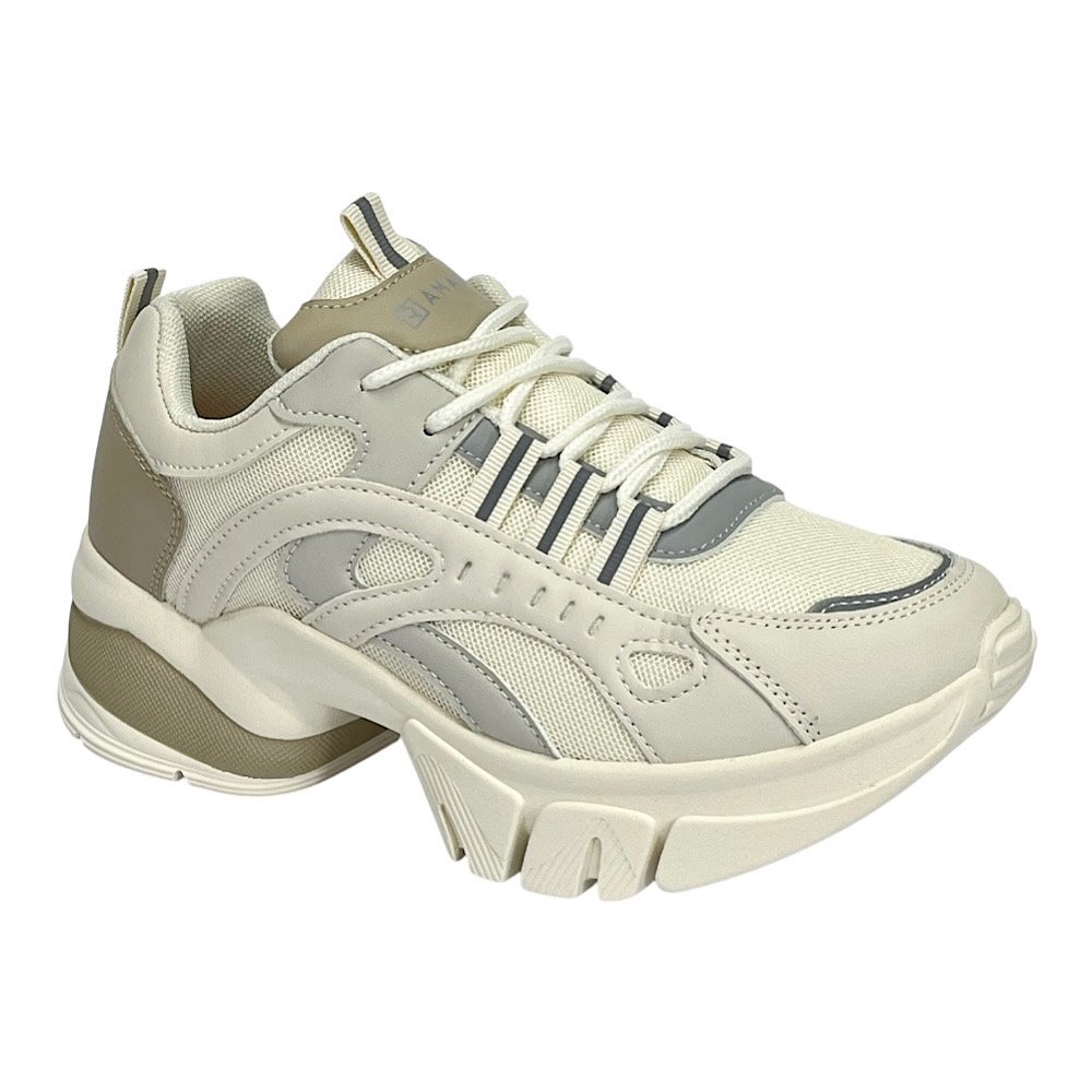 Tênis Ramarim Sneaker Casual 2480231 Ouro Natural Bege/Cinza 2