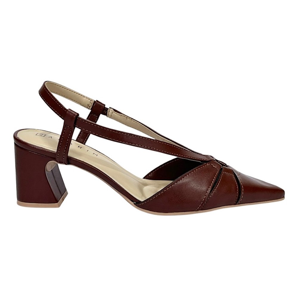 Sapato Ramarim Slingback Salto Bloco 2516232 Marrom Rum Rum 2