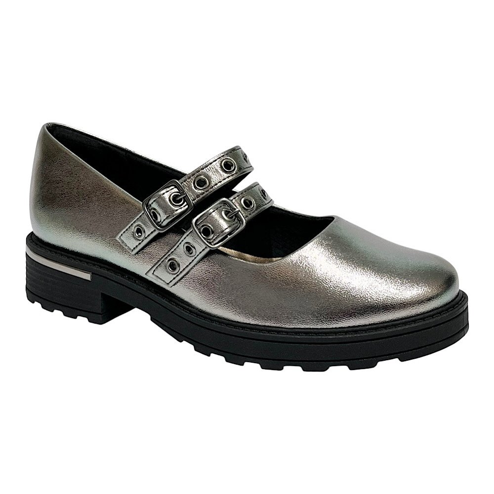 Sapato Piccadilly Mocassim Mary Jane Maxi 735038 Pewter Pewter 1