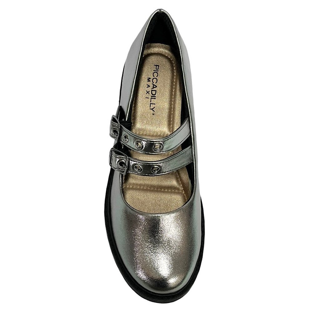 Sapato Piccadilly Mocassim Mary Jane Maxi 735038 Pewter Pewter 4