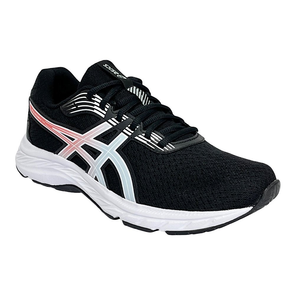 Tênis Asics Raiden 4 Feminino 1012B710 Preto/Branco Preto/Cinza/Coral 2