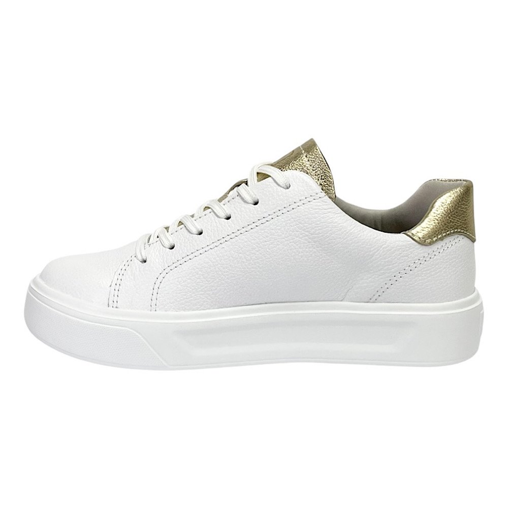 Tênis Pegada Feminino Couro Plataforma 211220 Branco/Ouro Branco 3