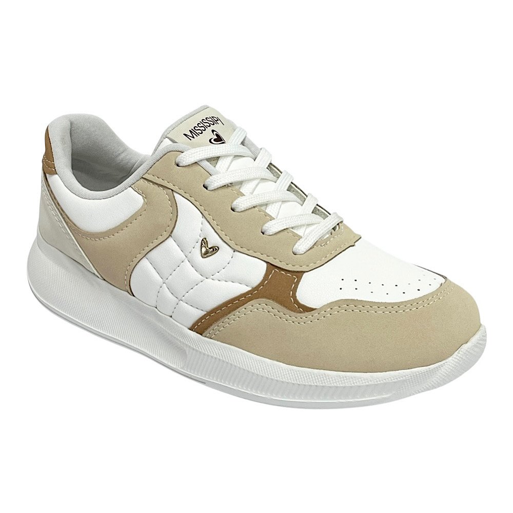 Tênis Mississipi Casual Feminino MF602 Bege Cotton/Branco Branco/Bege 2