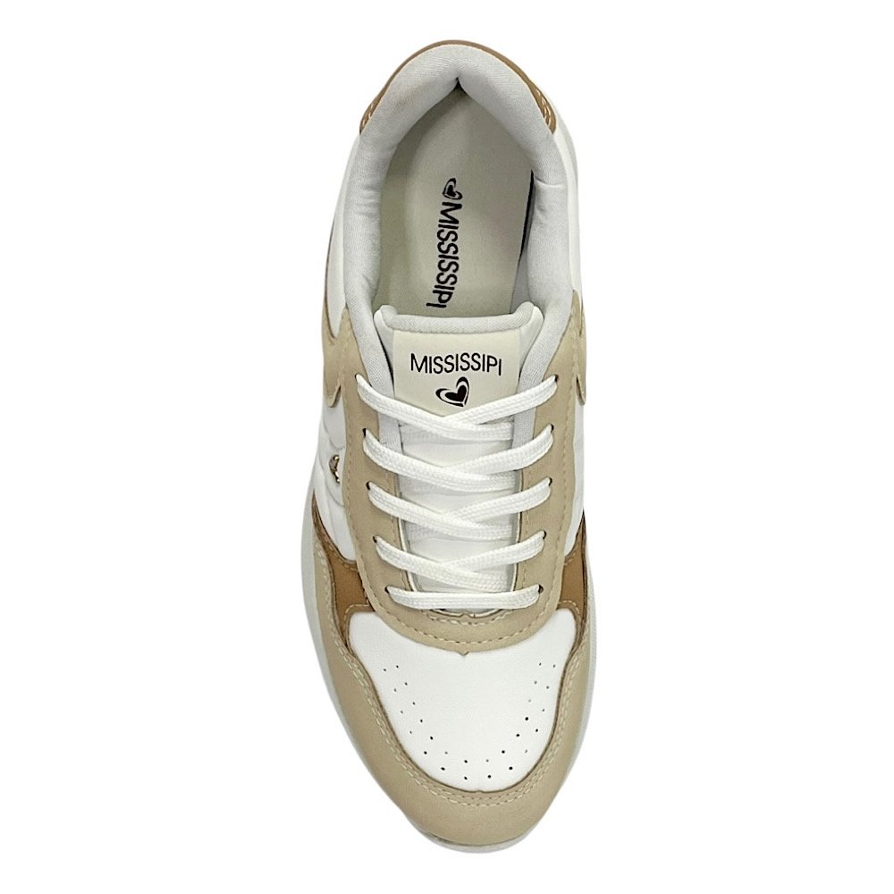 Tênis Mississipi Casual Feminino MF602 Bege Cotton/Branco Branco/Bege 4
