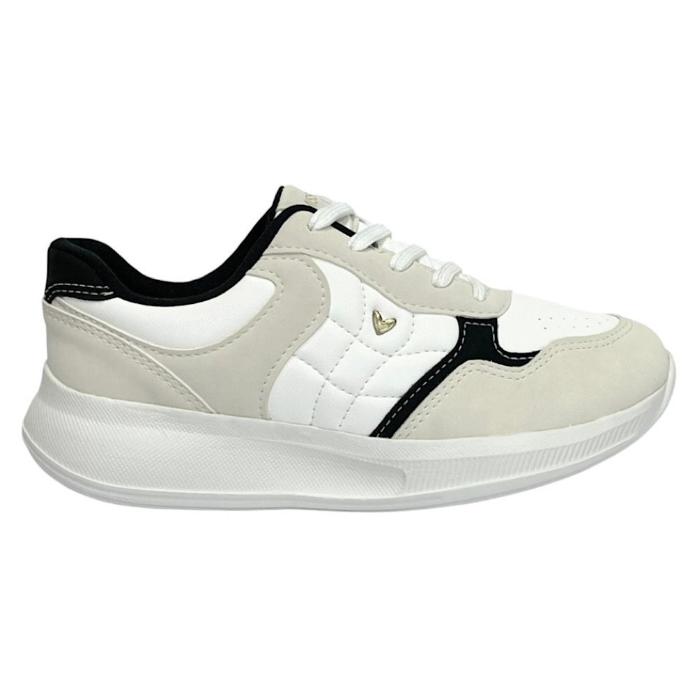 Tênis Mississipi Casual Feminino MF602 Cinza Gelo/Preto Branco/Bege