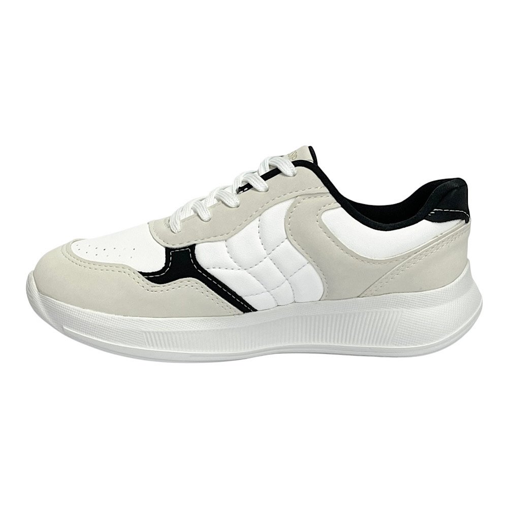 Tênis Mississipi Casual Feminino MF602 Cinza Gelo/Preto Branco/Bege 3