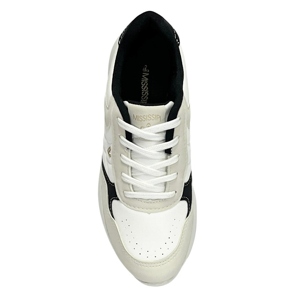 Tênis Mississipi Casual Feminino MF602 Cinza Gelo/Preto Branco/Bege 4