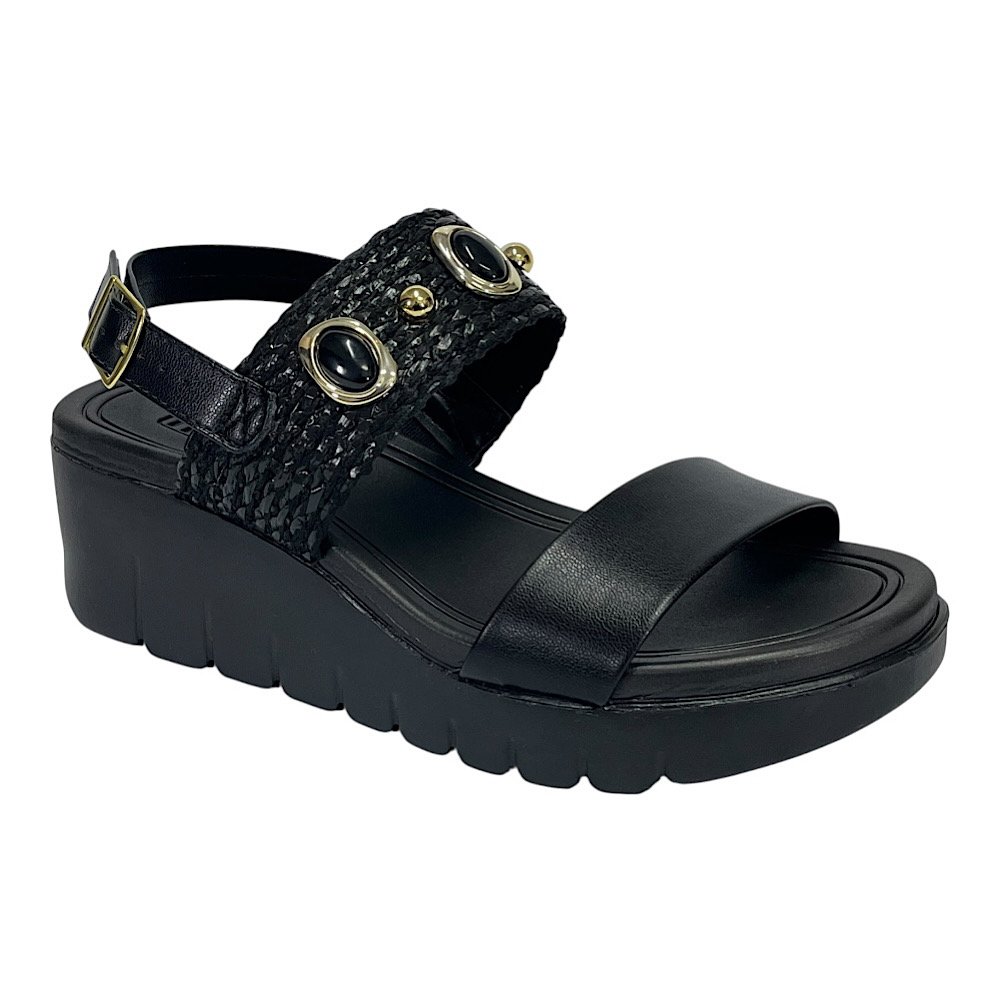 Sandália Moleca Anabela Ráfia EVA 5536.110 Preto