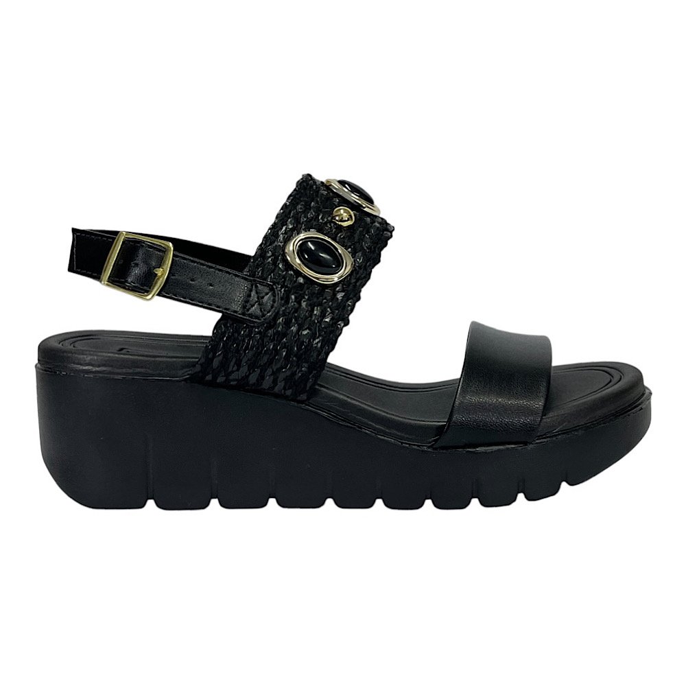 Sandália Moleca Anabela Ráfia EVA 5536.110 Preto Preto 2