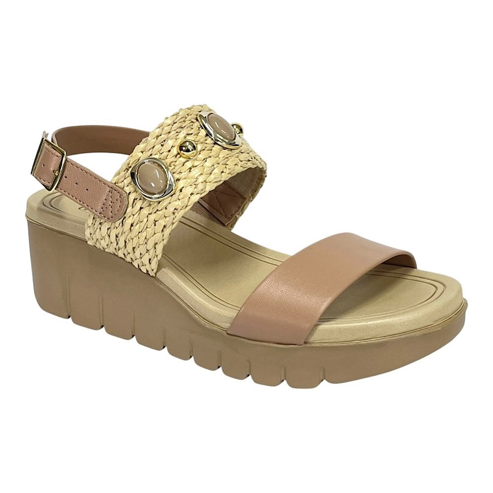 Sandália Moleca Anabela Ráfia EVA 5536.110 Natural/Nude