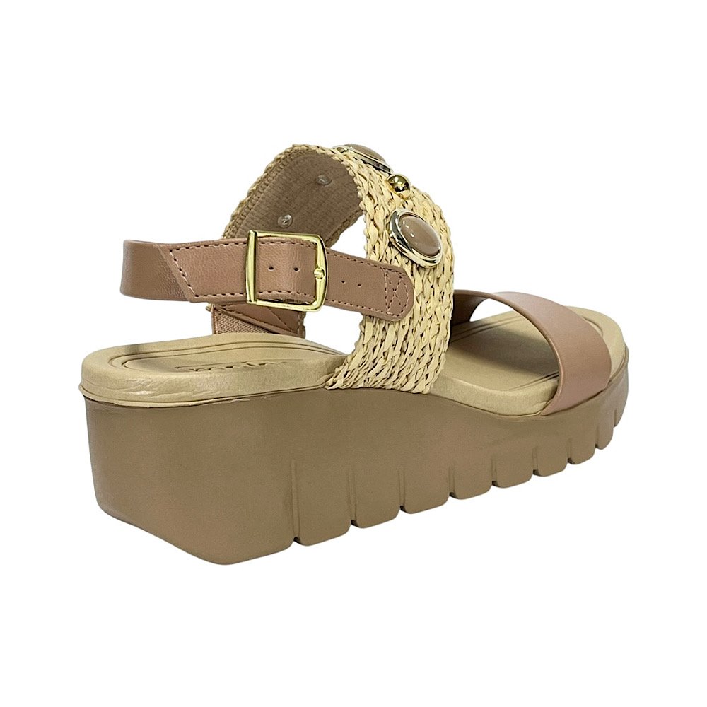 Sandália Moleca Anabela Ráfia EVA 5536.110 Natural/Nude Bege 5