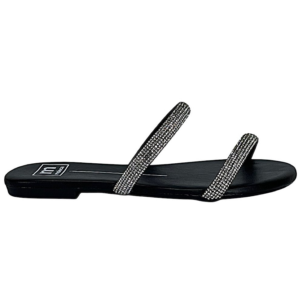 Tamanco Moleca Flat Strass 5557.100 Cristal Preto Preto 2